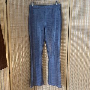 Hosbjerg Periwinkle Faux Crocodile Flared Leg Pants medium